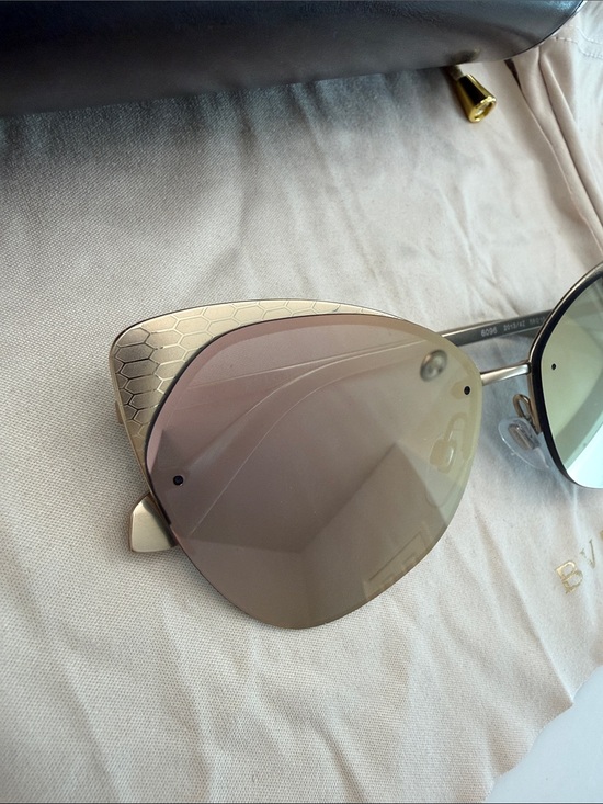 Bvlgari Brown Gradient Cat-Eye Sunglasses with Gold Accents